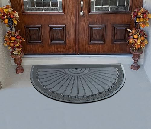 A1 Home Collections 100% Natural Rubber Doormat for Outside Entrance, Non-Slip Heavy Duty Front Door Mat, Thin Profile Hight Traffic Area Mats - 30" x 48", Sunburst Black Rubber - color: Sunburst Black Rubber