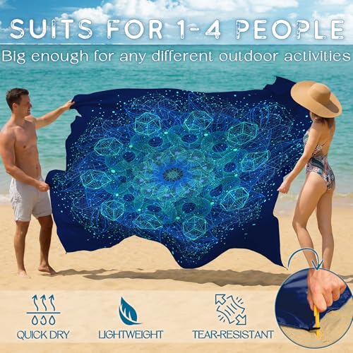 BYDOLL Beach Blanket 78''X81'' Waterproof Sandproof Suits1-4 Adults Oversized Lightweight Large Blanket Picnic Mat for Beach Sand Free Travel Camping Hiking Picnic - color: Geometry, size: 78"X81"