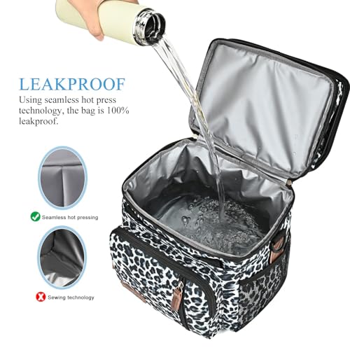 MIYCOO Lunch Bag & Lunch Box for Women Men, Double Deck Leakproof Insulated Soft Large Adult Camping Cooler bag for Work, Beach, Picnic, Travel (Leopard print, 15L) - color: Leopard Print