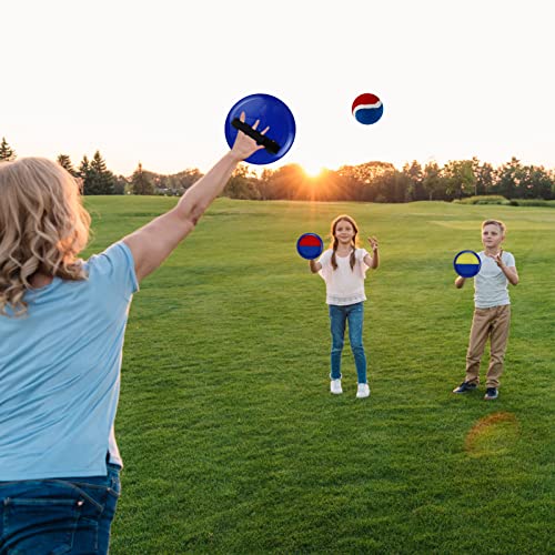 Toss and Catch Game Set, Outdoor Games with 4 Paddles 4 Balls and 1 Storage Bag, Great Outdoor Toys/Gifts for Kids, Classic Beach and Yard Games - color: Yellow and Red