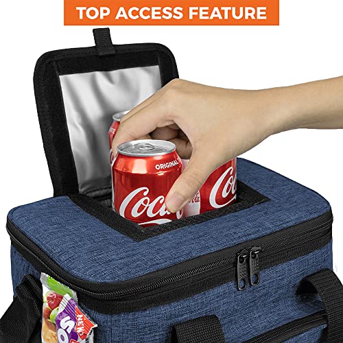 OPUX Soft Cooler Bag, Insulated Collapsible Lunch Cooler Bag for Men Work Camping Beach Travel, Portable Soft Sided Leakproof Waterproof Large Lunch Bag Box with Shoulder Strap 18 Cans, Heather Navy - color: Heather Navy, size: 18 Cans
