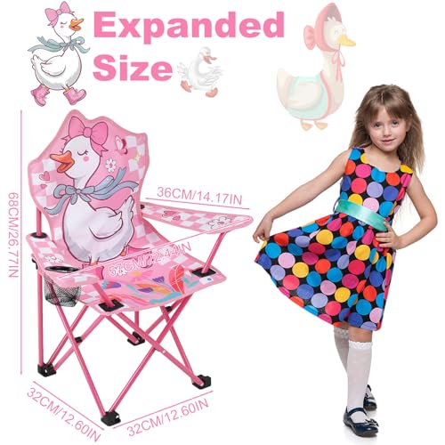 KABOER Kids Outdoor Folding Lawn and Camping Chair with Cup Holder and Carrying Bag, Children's Camping Chairs - color: Pink Goose