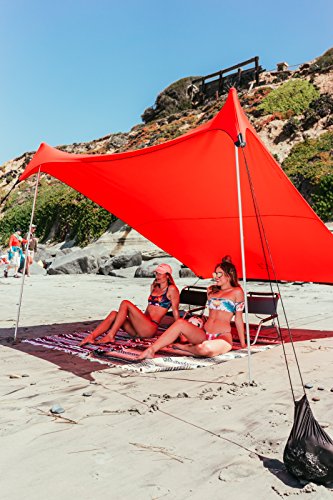 Neso Portable Beach Tent Sun Shelter - Lightweight Beach Shade Canopy - Easy Setup for Family Outings - Patented Reinforced Corners - UPF 50+ Sun Protection - color: Lehua Red