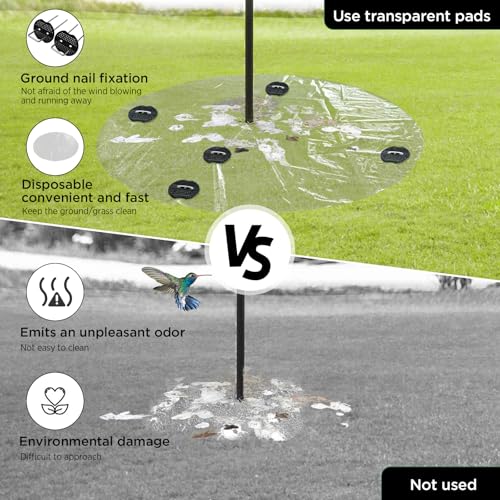 2 Pack 47 Inch Clear Bird Feeder Mat, Heavy-Duty PE Seed Catcher for Poles, Waterproof Lawn Protector Mat Fits Shepherd Hooks & Bird House Poles