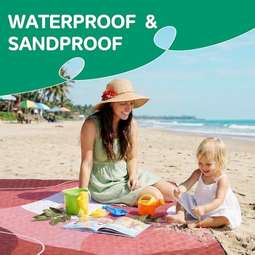 Waterproof Beach Blanket Picnic Outdoor Camping Mat Women Christmas Xmas Birthday Gift Ideas New Bonus Mother Day Mom Mama Mother Day Daughter Son Law Unique Who Have Everything Good Cool Busy Useful - color: Abstract Brick Red