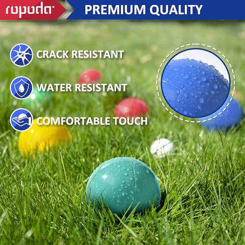 ropoda 90mm Bocce Ball Set, Lighter Bocce Ball for Beginners with 8 Balls, Pallino, Case and Measuring Rope for Backyard/Beach/Lawn, Composite Plastic for Kids Teens Beginners - size: 90mm