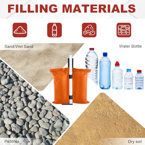 ABCCANOPY Canopy Weights 120 LBS Tent Sand Bags,4-Pack Orange (Without Sand) - color: Orange, size: 120 LBS