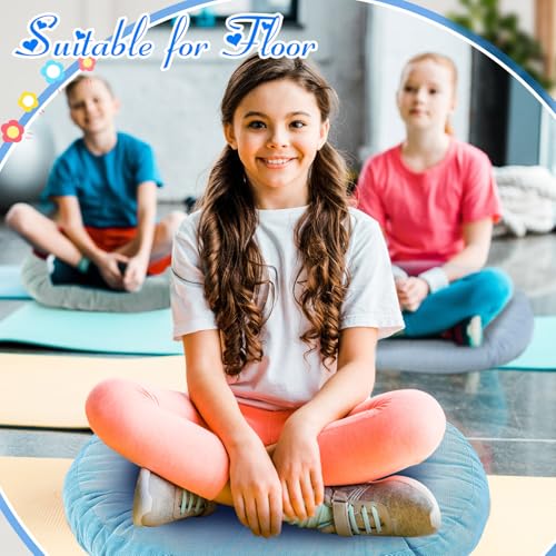 Jerify Floor Pillow Cushions Large Round Square Large Meditation Floor Pillow for Classroom Adult Meditation Picnic Party Seating Learning Daycare School(Round,Cold Colors,4 Pcs) - color: Cold Colors, size: Round