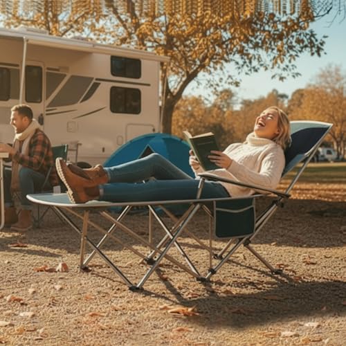 Folding Beach Chair Recliner for Adults - Heavy Duty 300lbs Camping Chair with Adjustable Backrest & Footrest, Portable Outdoor Lounge Chair for Backyard, Fishing, Travel - color: Grey
