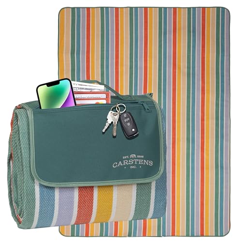 Carstens, Inc. Easy Pack Water Resistant Sandproof Woven Picnic Blanket, Lightweight Foldable Outdoor Camping Beach Mat, Large 60"x80", Day at The Beach - color: Day at the Beach