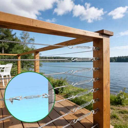 yofit 5 Inch Turnbuckle, 6 Pcs Shade Sail Hardware with Stainless Steel Turnbuckles Kit Hook and Hook Turnbuckle Tensioner for Sun Shade Cables Wire Rope Patio Outdoor - size: 5 Inch Turnbuckle-6 pcs
