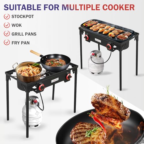 Vivicreate High Pressure Propane Gas Outdoor Camping BBQ Grill Stove Burner Estufas de Gas para Cocinar Afuera Es gas propano Regulator 20 PSIG