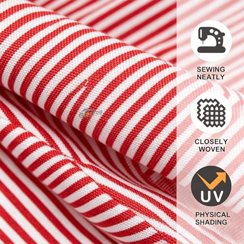 10ft Patio Umbrella Replacement Canopy 8 Ribs, Waterproof & Fade Resistant Market Umbrella Cover, Thickened Polyester Fabric for Backyard, Garden and Pool (Canopy Only) (Red stripes) - color: Red stripes