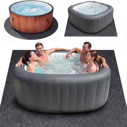 Upgraded 100 * 100 inch Square Hot Tub Mat, Extra Large Inflatable Hot Tub Pad Outdoor Indoor, Waterproof Slip-Proof Backing, Absorbent Spa Pool Ground Base Flooring Protector Mat - size: 100 inch square