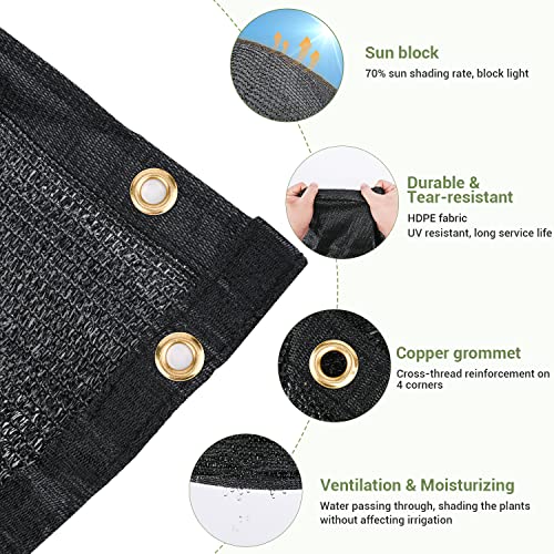 Keten 70% Garden Shade Cloth, 12x6FT HDPE Mesh Tarp with Upgraded Grommets, UV-Resistant Outdoor Sun Shades for Greenhouse, Garden, Patio Plants, Pergola - color: 70%, size: 12x6ft