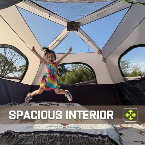 4/6/8/10 Person Instant Tent, Waterproof Pop Up Tents for Camping with Rainfly, 60 Seconds Easy Setup, Automatic Cabin Tent for Family Camping with Expandable Carry Bag & Upgraded Ventilation - color: Black, size: 4 Person