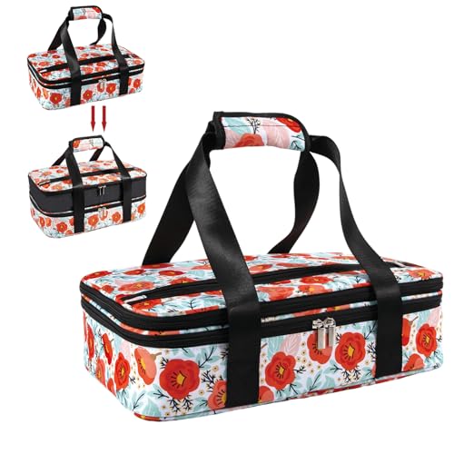 Insulated Casserole Carrier Expandable for Hot or Cold Food with Handle Food Transport for Travel Picnic Cookouts,Fits Pioneer Woman Kitchen Stuff Accessories and 9" x 13" Baking Dish - color: Color Three