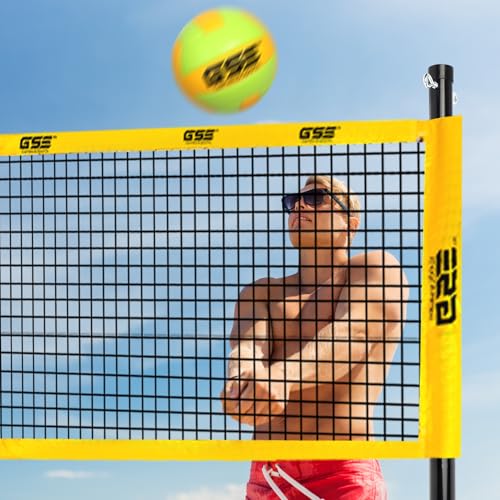 GSE Games & Sports Expert Outdoor Yard Sports Net Game Set for Backyards, Parks, Beach, Lawn. Volleyball Set, Badminton Set OR Volleyball & Badminton Combo Set Available - style: Pro Volleyball&Badminton Combo