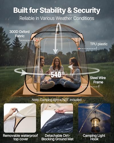 VEVOR Pop up Sports Tent, 8 Sizes Optional Clear Bubble Tent for 1-6 Person, Waterproof Outdoor Pod with Floor Mat & Top Cover, Garden Igloo Dome Tents Camping Shelter for Sports Watching - color: Clear, size: 63" L x 63" W x 71.7" H