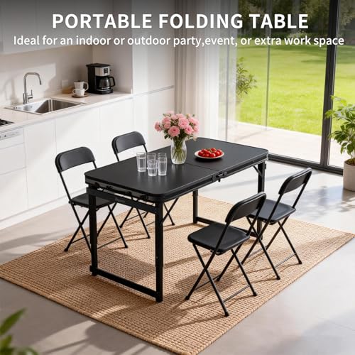 3.3FT x 2FT Folding Camping Table with Aluminum Alloy Legs, Adjustable Height Portable Outdoor Picnic Table for Camping, Travel, Parties, Kids Crafts, and Market Vendor Use - size: 3.2 ft x 2 ft × 1.97 ft H