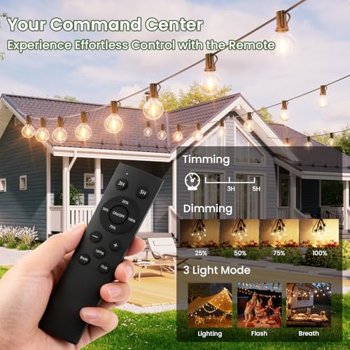 Svater Solar Outdoor String Lights 75 FT, G40 Patio Lights Shatterproof Dimmable Vintage Edison Bulbs, Solar Powered Weatherproof Light for Patio, Backyard, Garden, Bistro, Warm White - size: 75FT