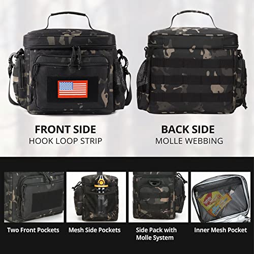 ATRIPACK Lunch Box for Men, Tactical Lunch Bag MOLLE Webbing Leakproof Insulated Large Lunch Cooler Women Adult Meal with Adjustable Shoulder Strap Durable Lunch Pail (Camo-Black) - color: Camo-Black, size: Medium