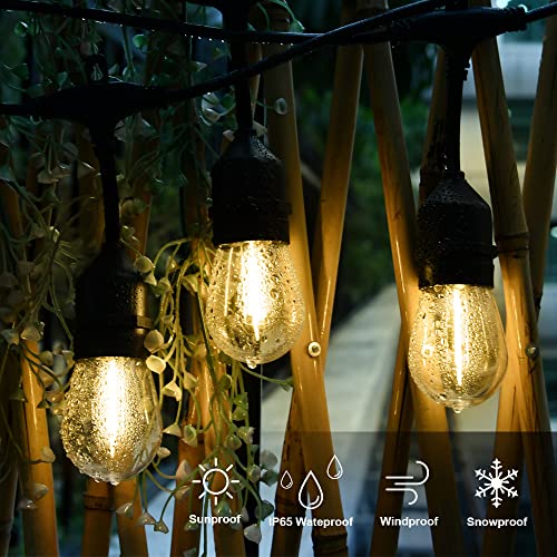 SUFEIMAS Outdoor String Lights LED 150FT with 46 Sockets 48pcs S14 Shattreproof Edison Bulbs,Dimmable LED Outdoor String Lights for Outside, Patio,Backyard, Market, Cafe (2 * 75FT) - color: Black, size: 150FT S14