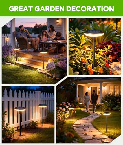 LETMY Solar Pathway Lights Outdoor, 12 Pack Durable Metal Solar Path Lights, Auto On/Off Garden Lights Solar Powered, IP65 Waterproof Solar Lights Outdoor for Landscape, Path, Garden, Patio, Driveway - size: 12 Pack