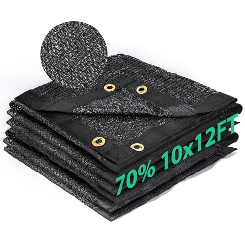 Kesfitt 70% Shade Cloth 10x12 ft, Breathable HDPE Mesh Sun Shade Tarp for Garden & Greenhouse, UV Resistant Outdoor Shade Fabric with Copper Grommets for Plants, Patio, Yard - size: 10ftx12ft, style: 70% Shading Rate