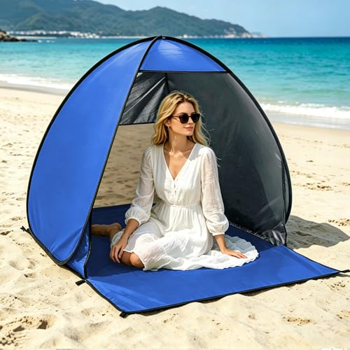 NARMAY Camping Tent, Pop Up Beach Tent, Portable Sun Shelter for 1-2 Person with UPF 50+ UV Protection - Blue - color: Blue