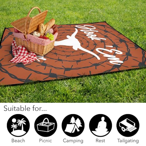 LOGOVISION University of Texas Picnic Outdoor Blanket, 50"x60" Barbed Wire, Foldable Blanket for Picnic, Beach, Camping, Park, Tailgate - color: Barbed Wire