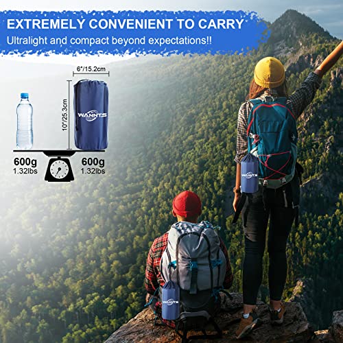 WANNTS Sleeping Pad, Ultralight Inflatable Sleeping Pad for Camping, Built-in Pump, Ultimate for Hiking - Airpad, Carry Bag,-Compact & Lightweight Camping pad(Blue) - color: Blue