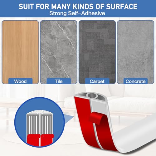 Floor Cord Cover Self Adhesive Cord Hider Floor Extension Cord Covers for Floor Power Cord Protector Cable Management Prevent Cable Trips Cable Cavity 0.32" W x 0.32" H (White, 10Ft) - color: White, size: 0.79" x 10'