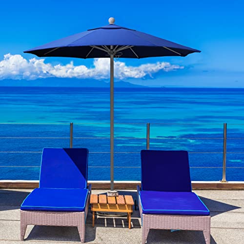 California Umbrella 9' Round Aluminum/Fiberglass Umbrella, Push Open, Silver Pole, Olefin Royal Blue Fabric - color: Royal Blue