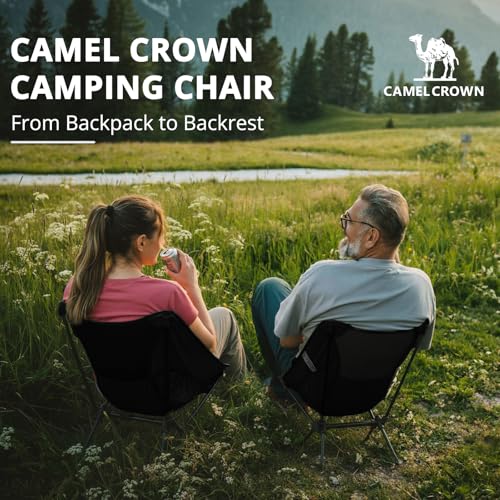 CAMEL CROWN Camping Chair Heavy Duty Backpacking Chair - Ultra-Light Folding Chair with Carry Bag, Portable Compact for Outdoor, Lawn, Hiking, Beach, Picnic - color: Black, size: 1 Pack