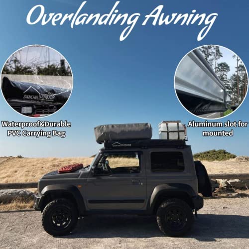 DANCHEL OUTDOOR Pull-Out Car Camper Awning Overlanding, Waterproof Roof Rack Vehicle Awning Truck Canopy Camping with All Metal Joints, 4.9x6.5ft Brown - color: Chocolate brown pull-out awning, size: 4.9x6.5ft