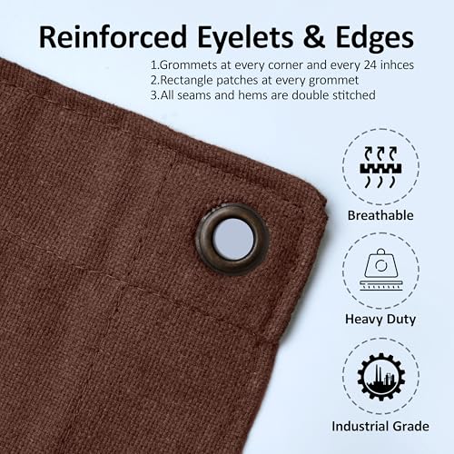 Zuperia Heavy Duty Canvas Tarp (6' x 8' ft - Pack of 2) with Rustproof Grommets, UV Resistant & Tear Resistant Multipurpose Tarpaulin Cover for Outdoor, Industrial & Commercial Use (Coffee) - color: Coffee, size: 6' x 8' ft - 2 Pack
