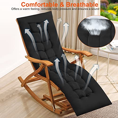 iMounTEK Lounge Chair Cushions Chaise Lounger Cushion 67X22 inches Soft Sofa Pad Mat Long Bench Cushion for Outdoor Furniture, Indoor Outdoor Recliner Zero Gravity Chair Cushion/Black