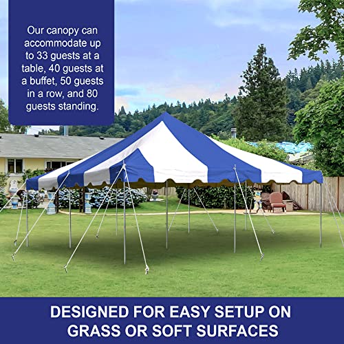 Party Tents Direct 20'x 20' Weekender Canopy Pole Tent with Sidewalls - Easy Up Canopy Tent with 80 Person Capacity - Outdoor Canopies for Parties, Weddings, and Events (Blue/White) - color: Blue, size: 20' x 20'