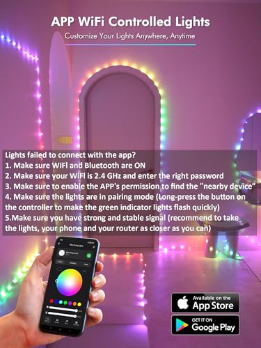 BrizLabs Smart Christmas Fairy Lights, 98ft 300 LED WiFi Christmas Fairy Lights Work with Alexa & Google Home, Rainbow Xmas Light Dimmable Xmas Decorative Lighting Music Sync for Home Holiday Party - color: 300 LED Smart (Silver Wire)