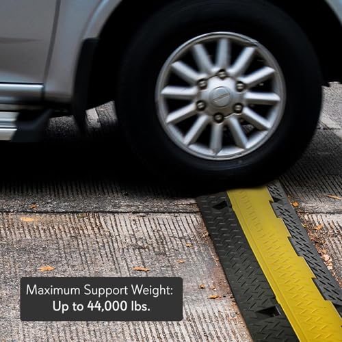 Pyle Durable Cable Protective Ramp Cover - Supports 33000lbs Three Channel Heavy Duty Cord Protection w/ Flip-Open Top Cover, 35.4” x 13.6” x 1.96” Cable Concealer for Indoor Outdoor Use PCBLCO105 - style: 1 Pack