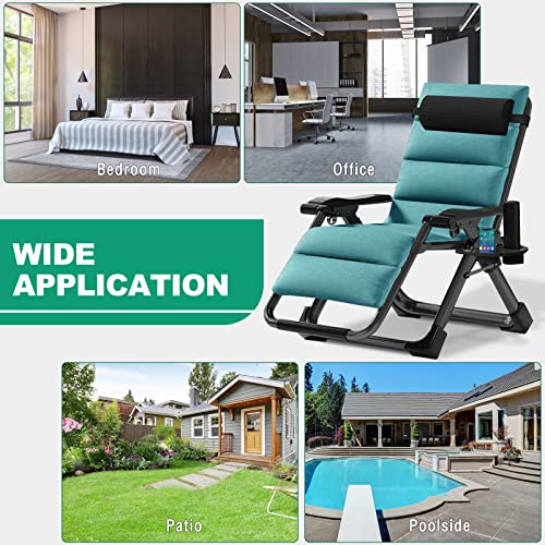 LILYPELLE Zero Gravity Chair, Premium Lawn Recliner Folding Portable Chaise Lounge with Detachable Cushion, Headrest and Cup Holder, Reclining Patio Lounger Chair - color: Linen Green, style: Zero Gravity Chair