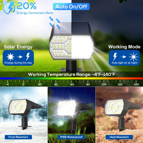 NYMPHY Solar Lights Outdoor Waterproof IP68, 56 LED 3 Lighting Modes Solar Powered Garden Yard Spot Solar Lights for Outside Landscape- 4 Pack (Cool White) - color: Cool White, size: 4 Pack
