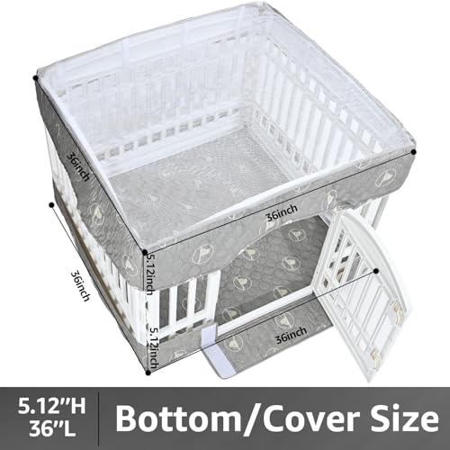 PJYuCien Dog Playpen Bottom Pad and Cover Fits for 36 Inch 4 Panels Exercise Pet Pen,Grey - style: Grey Bottom Cover Set, 36"Width, Grey ( Adhesive Tape Connections )
