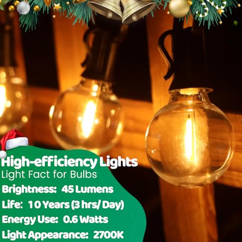 10FT LED Outdoor String Lights - Waterproof Patio Lights Shatterproof G40 Edison Globe Bulb, Connectable Hanging Outdoor String Lighting for Indoor Backyard Yard Gazebo Porch Party Decor - SOLROS - size: 10FT - Plug In Only