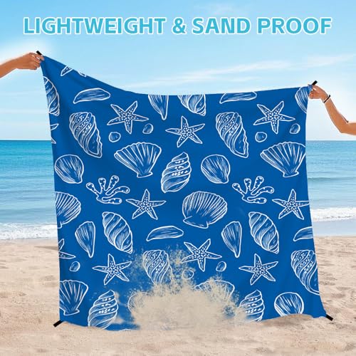 Beach Blanket Waterproof Sandproof Oversized, Extra Large Beach Mat 79" X 87"/110"x118" for 1-8 Adults Sand Free, Quick Drying Durable Outdoor Picnic Mat for Beach Travel Camping Hiking - color: Shell, size: 9x10 FT (1～8 Person)