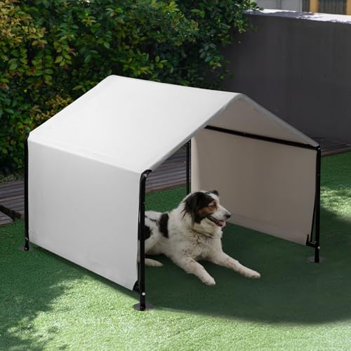 4x4 FT Dog Tent - Outdoor Pet Shade Shelter with UV & Rain Protection, Portable Dog Canopy for Backyard, Camping, Beach - Easy Assembly Steel Frame Waterproof Design for Large Medium Dogs