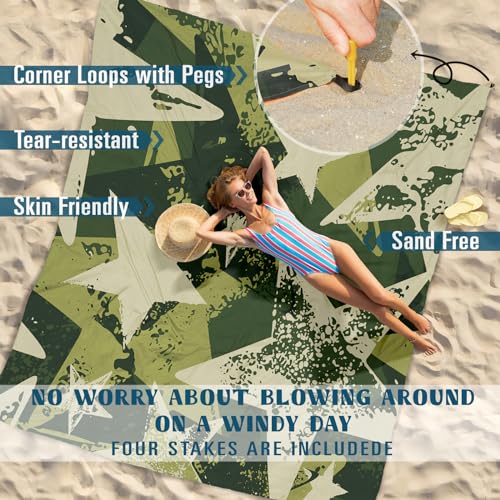 Famstar Beach Blanket Sandproof Waterproof 78''×81''1-5 Adults Oversized,Compact Lightweight Durable Beach Mat for Travel Camping Hiking Picnic Blanket - color: Star, size: 78''×81''