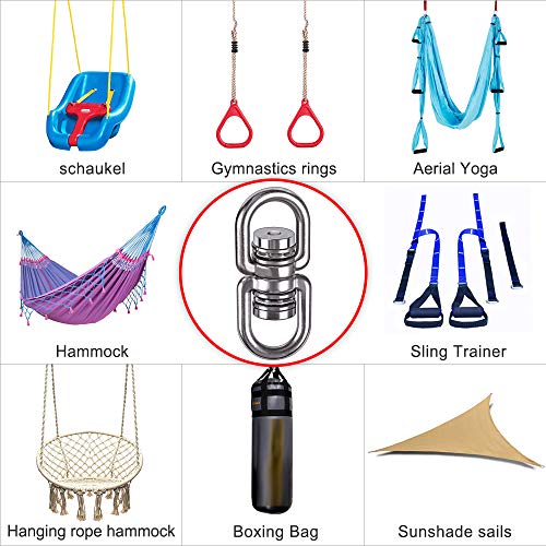 SELEWARE Bearing Swing Swivel, 360° Rotational Device Hanging Accessory for Web Tree Swing, Hammock Chair, Climbing Rope, Aerial Yoga, Kids Swing Swivel,Hold Up to 1200LB - color: Swivel Only