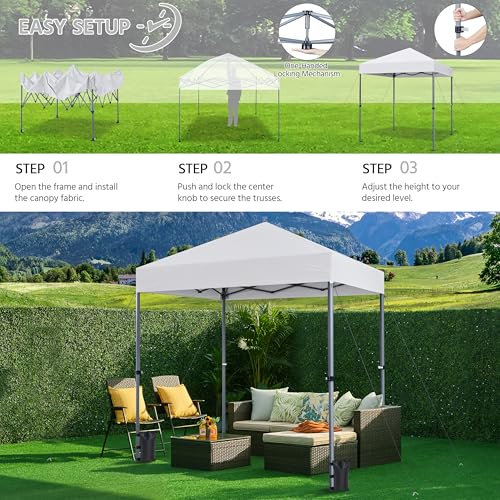 Yaheetech 6.6×6.6 Pop Up Canopy Easy Set-up Tent, Portable Outdoor Canopy Instant Tent, Commercial Gazebo with Wheeled Carry Bag & 4 Sandbags for Home, Party & Outdoor Activities, White - color: White, size: 6.6×6.6